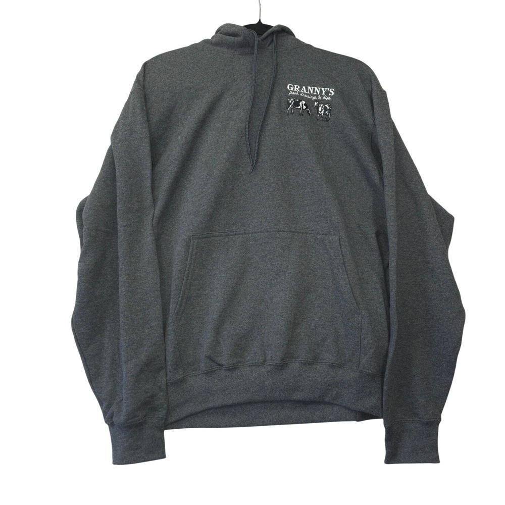Port & Company Granny's Fresh Dressings Dips Cow Hoodie Gray Medium Country Cozy